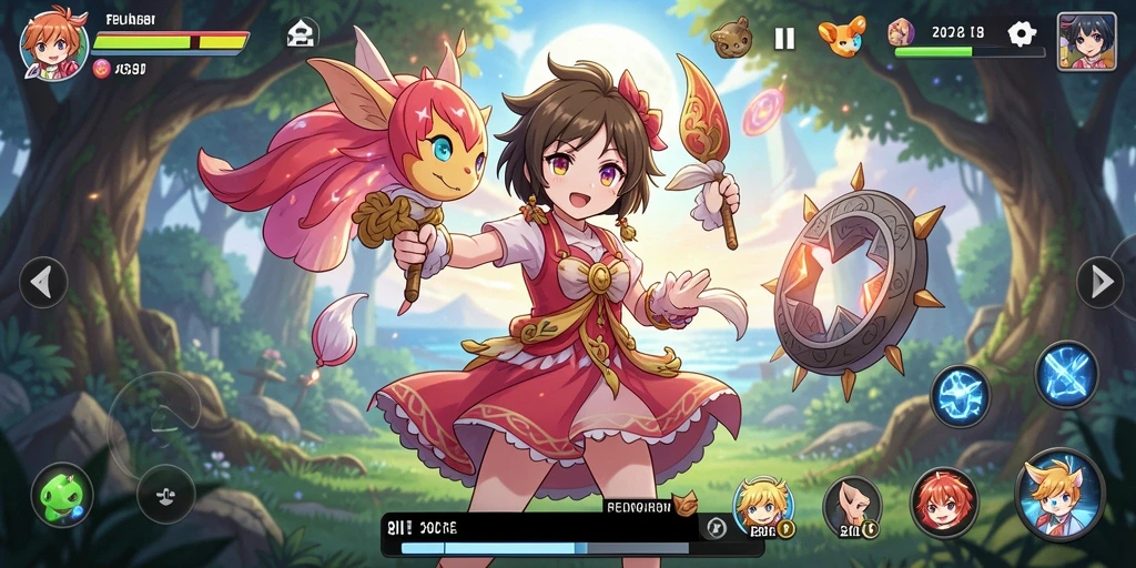 Screenshot gameplay menampilkan karakter anime yang sedang bertarung.