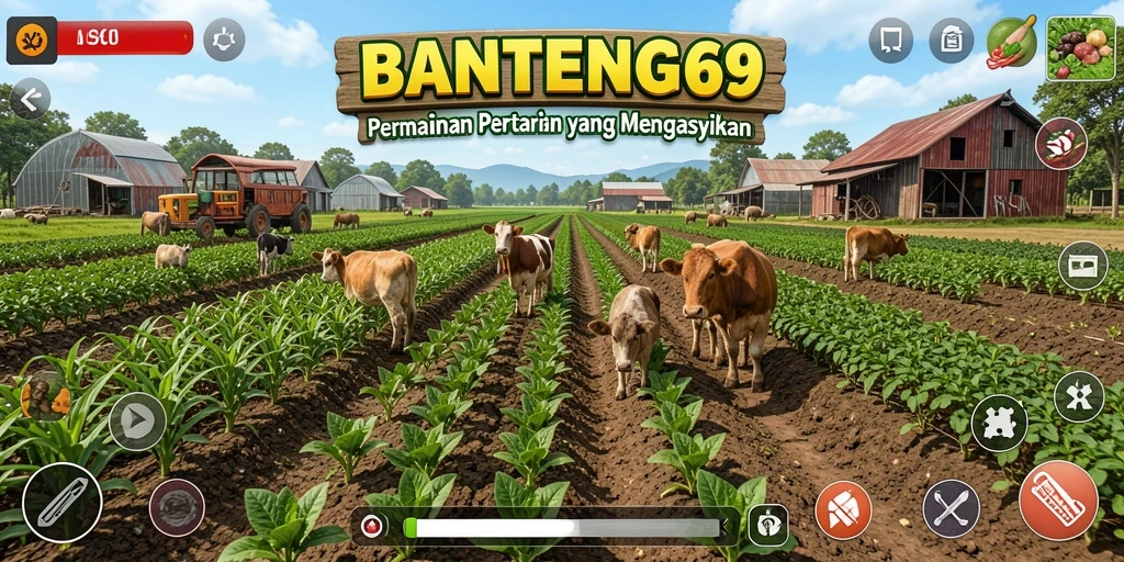 Tampilan gameplay BANTENG69 yang menampilkan aktivitas pertanian yang seru.