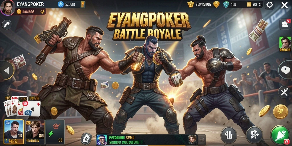 Gameplay seru EYANGPOKER di arena Battle Royale.