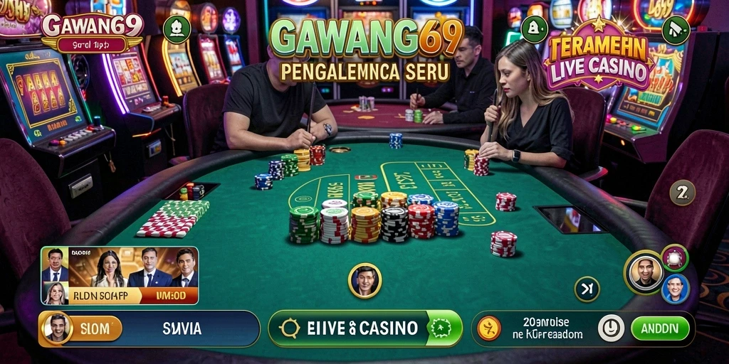 Screenshot GAWANG69 menampilkan dealer langsung dan meja permainan yang menarik.