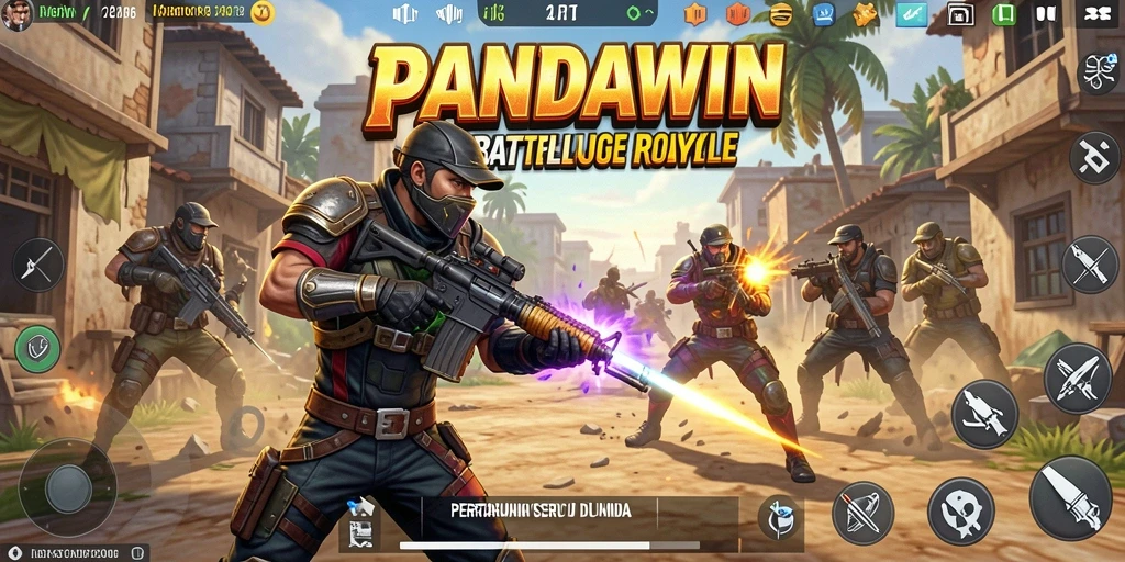 Tangkapan layar menampilkan pemain bertarung di arena PANDAWIN.