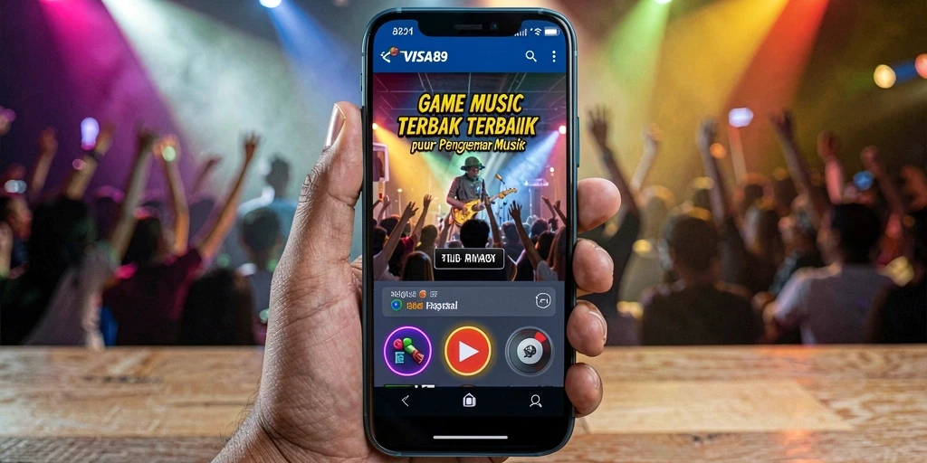 Tampilan gameplay menarik dalam aplikasi VISA89 dengan berbagai lagu.