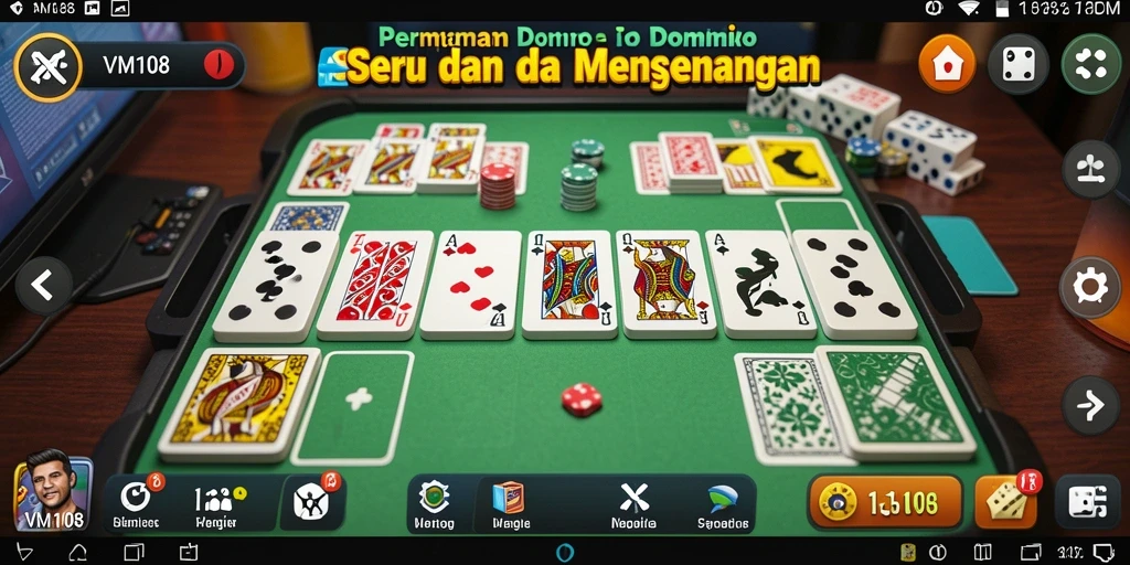 Tampilan permainan Domino yang menarik di VM108 dengan grafis yang menawan.